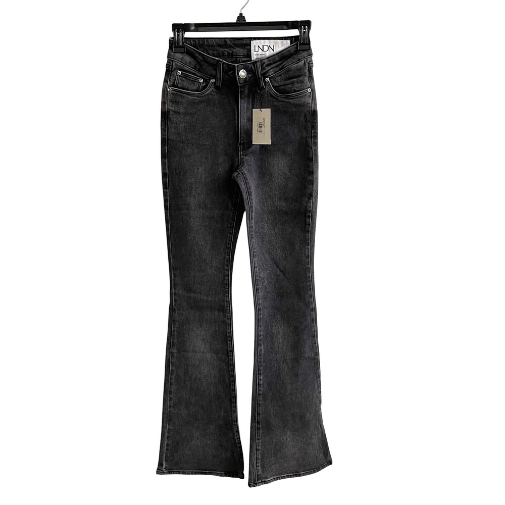 LNDN Denim Flare Jeans Womens 24 Black Vintage Wash‎ Sustainable High Rise NWT